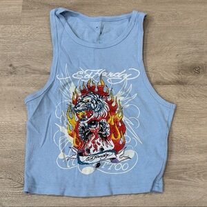 Ed Hardy Blue Crop Top